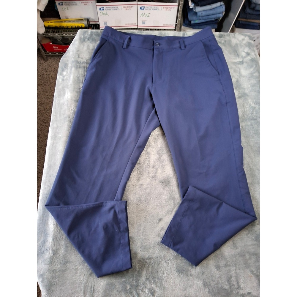 Under Armour Mens Golf Pants Navy Blue Performance Trousers 38/30 Flat Front